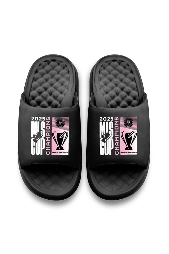 Unisex ISlide Black Inter Miami CF 2025 MLS Cup Champions Collage Motive Slide Sandals