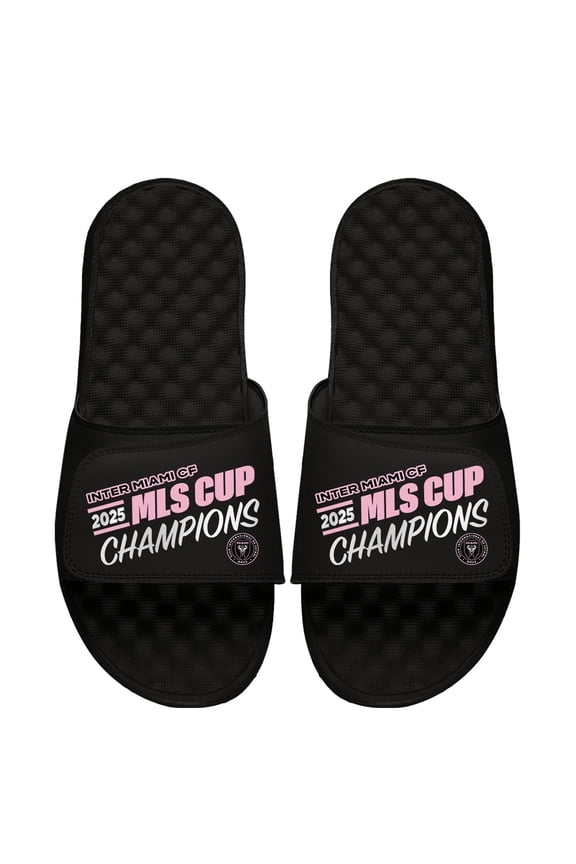 Unisex ISlide Black Inter Miami CF 2025 MLS Cup Champions Wordmark Slide Sandals
