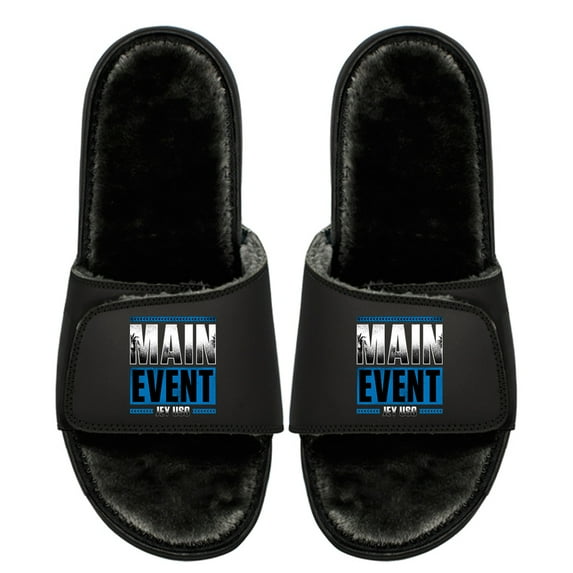 Unisex ISlide Black Jey Uso Fur Wordmark Slide Sandals