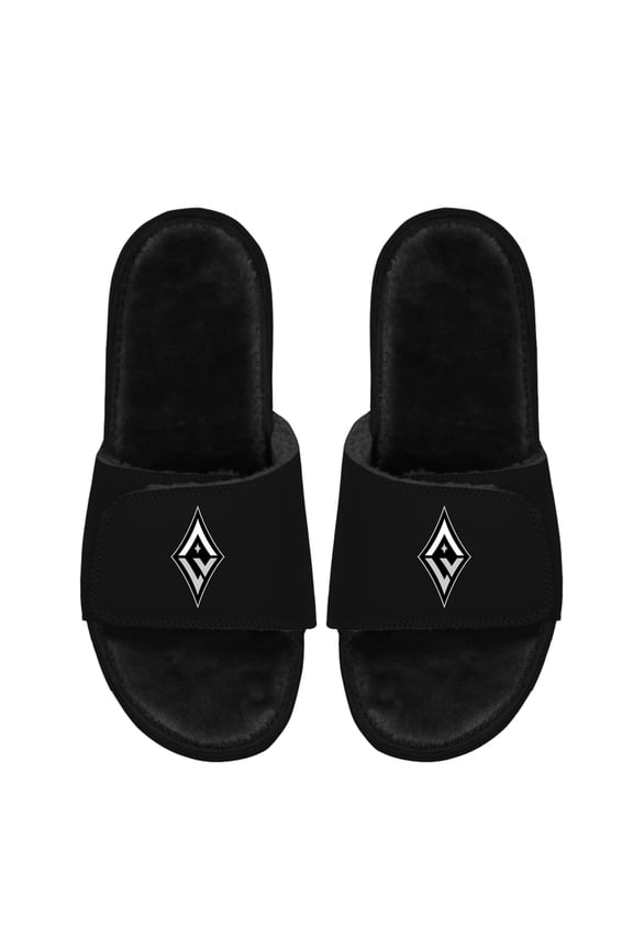 Unisex ISlide Black Las Vegas Aces Logo Faux Fur Slide Sandals