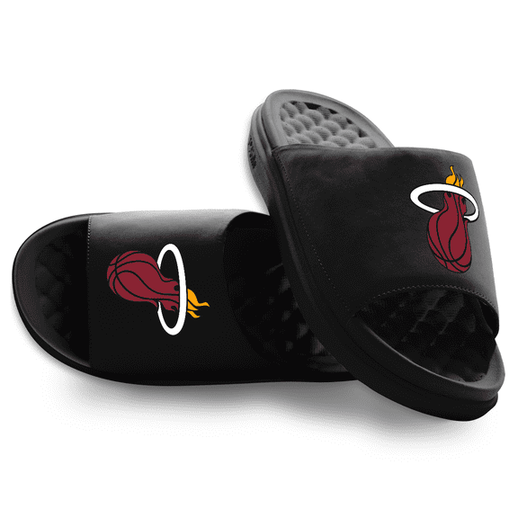 Unisex ISlide Black Miami Heat Primary Motive Slide Sandals
