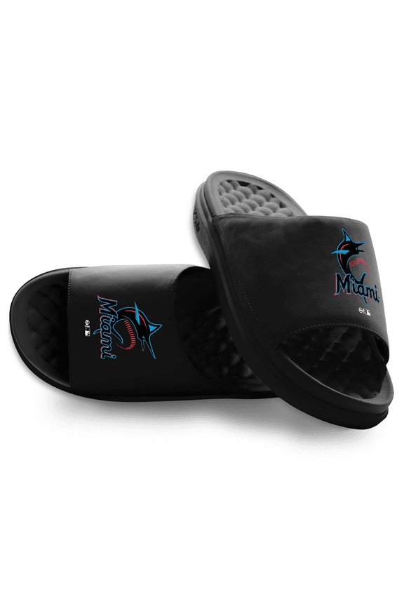 Unisex ISlide Black Miami Marlins Primary Motive Slide Sandals