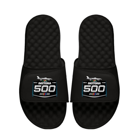 Unisex ISlide Black NASCAR 2026 Daytona 500 Centered Logo Slide Sandals