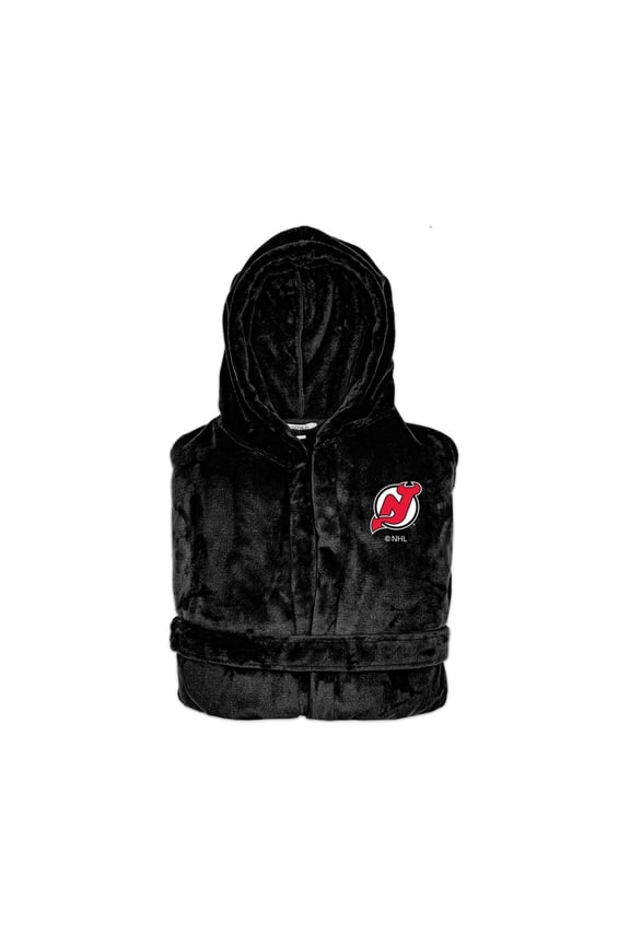 Unisex ISlide Black New Jersey Devils Phantom Hooded Bathrobe