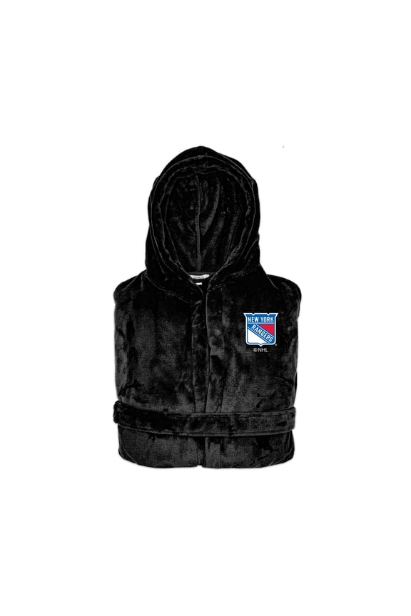 Unisex ISlide Black New York Rangers Phantom Hooded Bathrobe