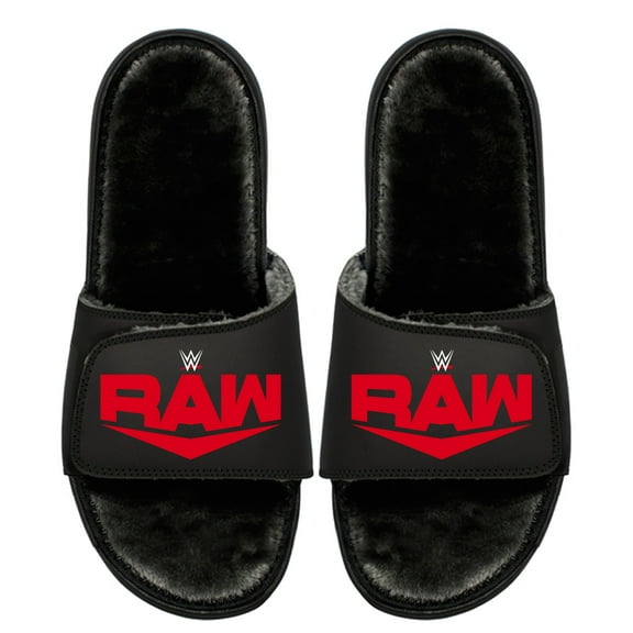Unisex ISlide Black RAW Fur Wordmark Slide Sandals