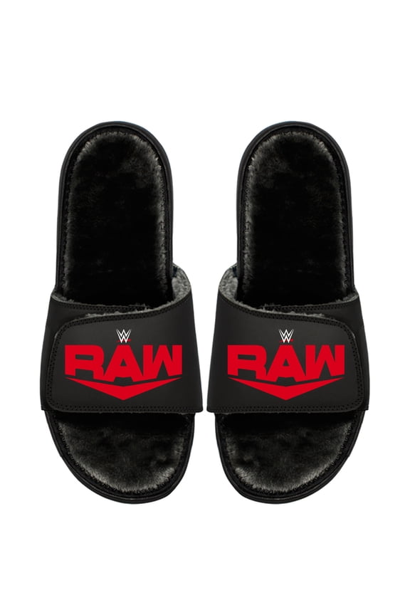 Unisex ISlide Black RAW Fur Wordmark Slide Sandals