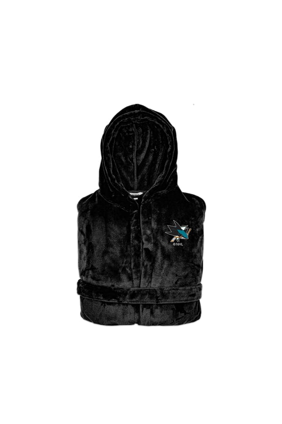 Unisex ISlide Black San Jose Sharks Phantom Hooded Bathrobe
