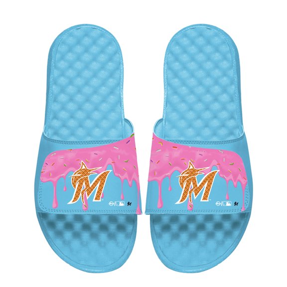 Unisex ISlide Blue Miami Marlins Ice Cream Drip Slide Sandals
