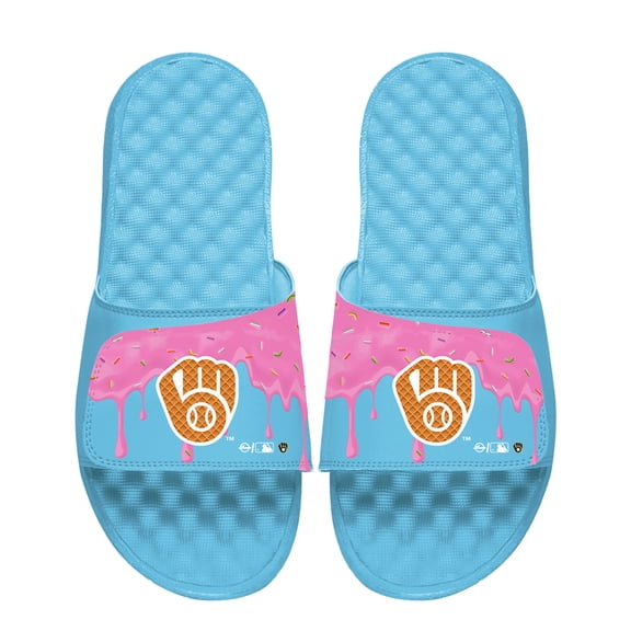 Unisex ISlide Blue Milwaukee Brewers  Ice Cream Drip Slide Sandals