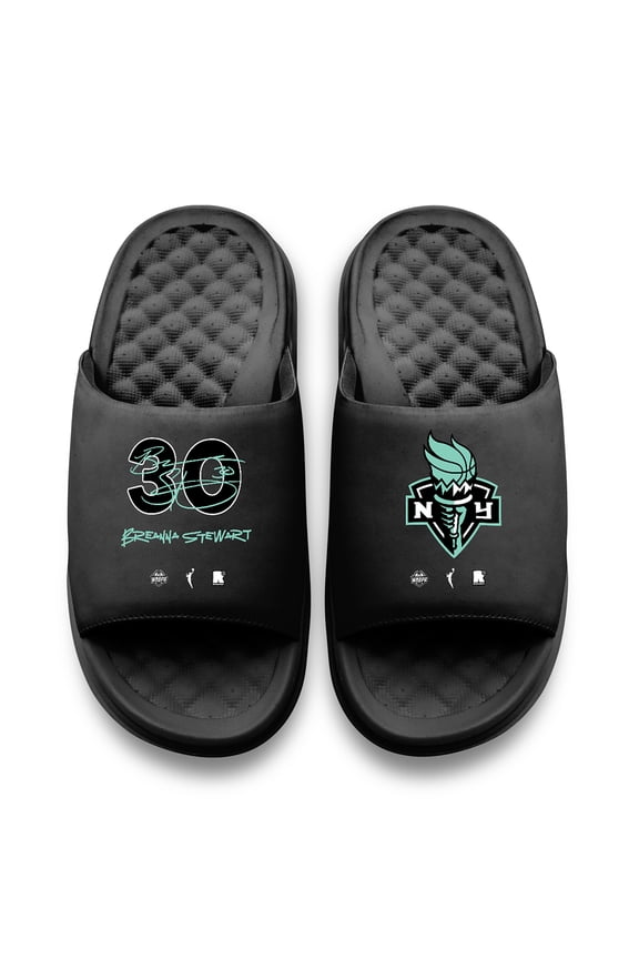 Unisex ISlide Breanna Stewart Black New York Liberty Round 21 Motive Slide Sandals