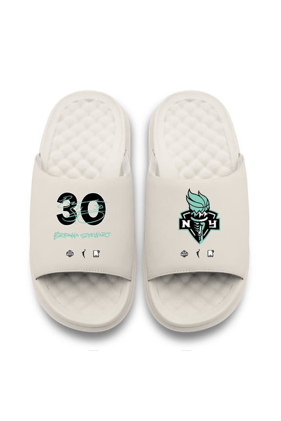Unisex ISlide Breanna Stewart Cream New York Liberty Round 21 Motive Slide Sandals