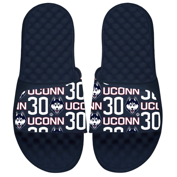 Unisex ISlide Breanna Stewart Navy UConn Huskies Team Pattern Slide Sandals