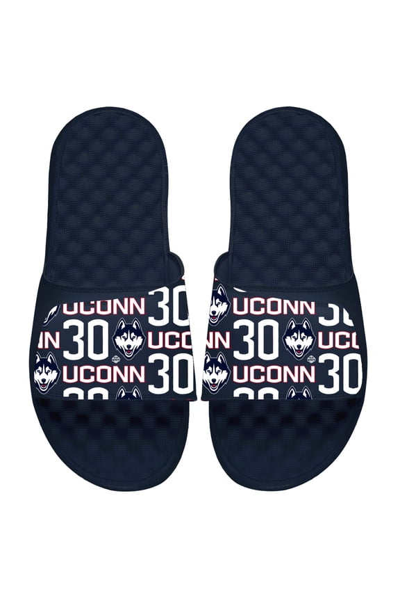 Unisex ISlide Breanna Stewart Navy UConn Huskies Team Pattern Slide Sandals