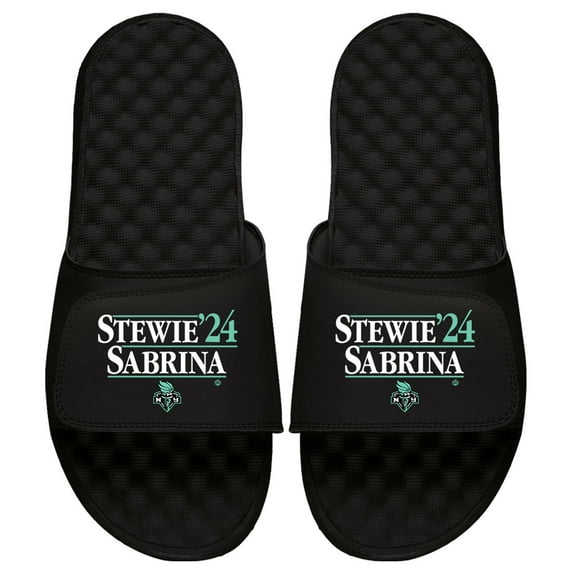 Unisex ISlide Breanna Stewart & Sabrina Ionescu Black New York Liberty Campaign Slide Sandals