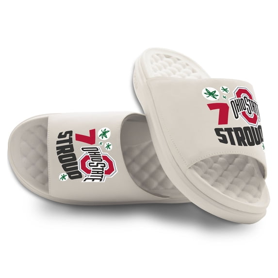 Unisex ISlide C.J. Stroud Cream Ohio State Buckeyes Collage Motive Slide Sandals