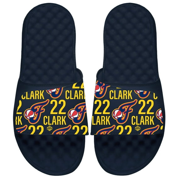 Unisex ISlide Caitlin Clark Navy Indiana Fever 2024 WNBA Draft Team Pattern Slide Sandals
