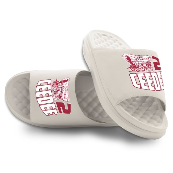 Unisex ISlide CeeDee Lamb Cream Oklahoma Sooners Collage Motive Slide Sandals