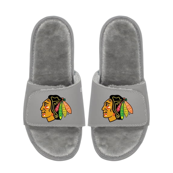 Unisex ISlide Chicago Blackhawks Logo Fur Slide Sandals