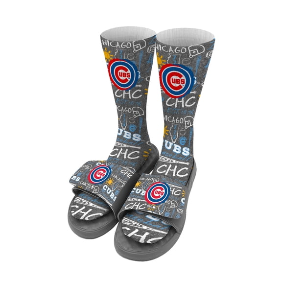 Unisex ISlide Chicago Cubs Chalk Socks & Slide Sandals Bundle