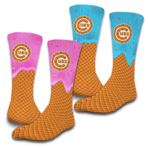 Unisex ISlide Chicago Cubs Ice Cream Drip 2-Pack Lifestyle Crew Socks Set