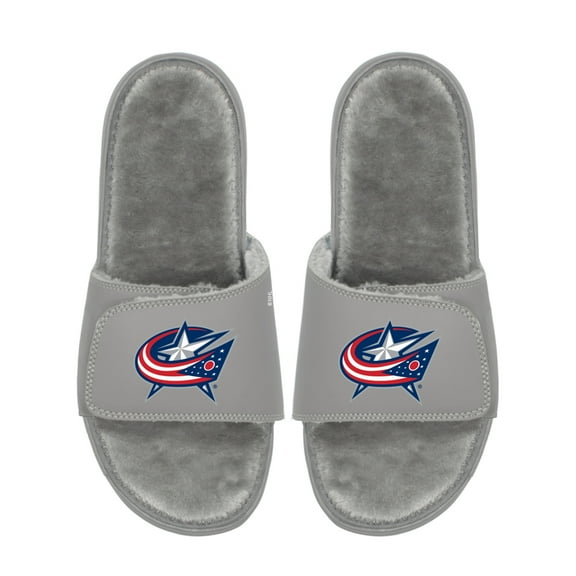 Unisex ISlide Columbus Blue Jackets Logo Fur Slide Sandals