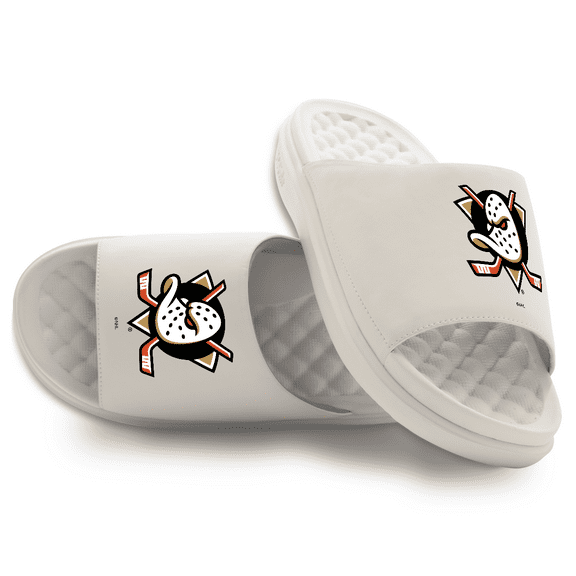 Unisex ISlide Cream Anaheim Ducks Primary Motive Slide Sandals