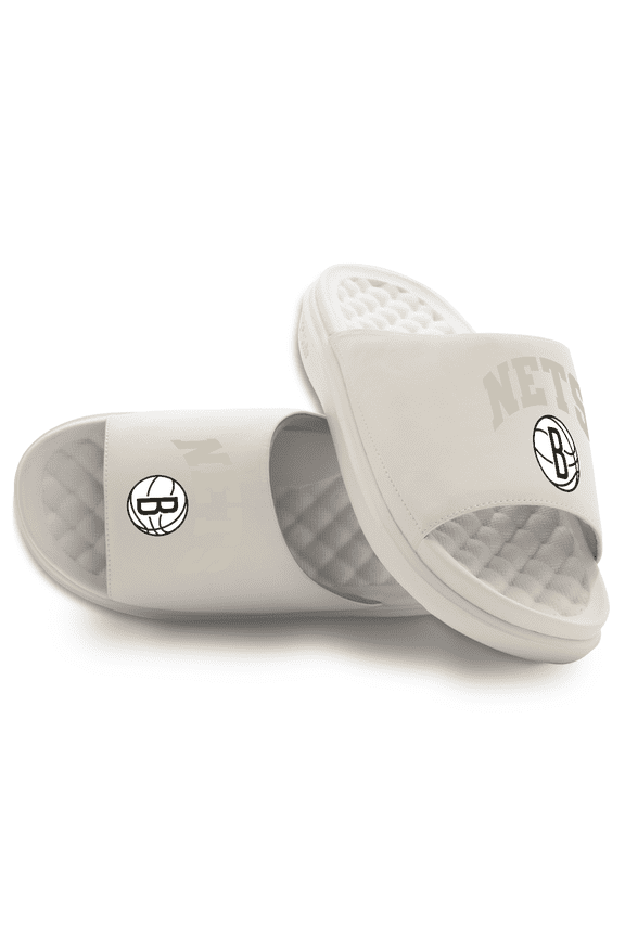 Unisex ISlide Cream Brooklyn Nets Tonal Pop Motive Slide Sandals