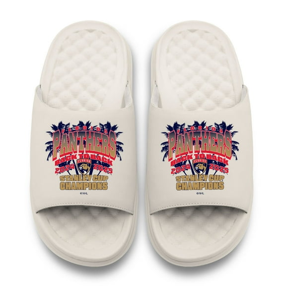 Unisex ISlide Cream Florida Panthers Back-To-Back Stanley Cup Champions Motive Slide Sandals
