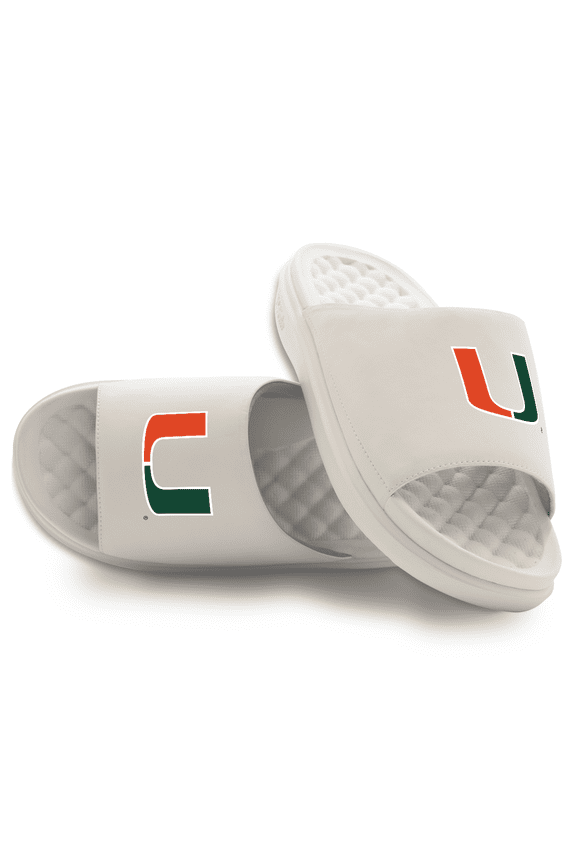 Unisex ISlide Cream Miami Hurricanes Primary Motive Slide Sandals