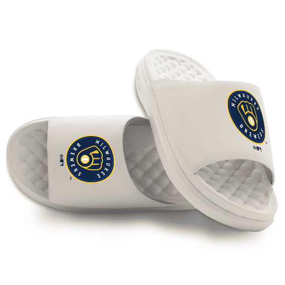 Unisex ISlide Cream Milwaukee Brewers Primary Motive Slide Sandals
