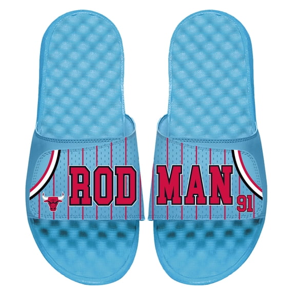 Unisex ISlide Dennis Rodman Light Blue Chicago Bulls Retired Player Jersey Slide Sandals