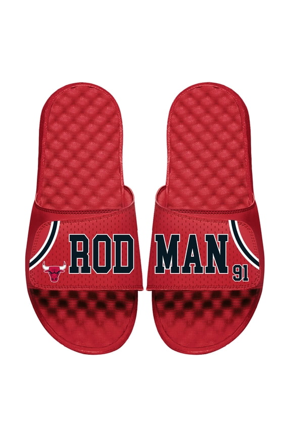 Unisex ISlide Dennis Rodman Red Chicago Bulls Retired Player Jersey Slide Sandals