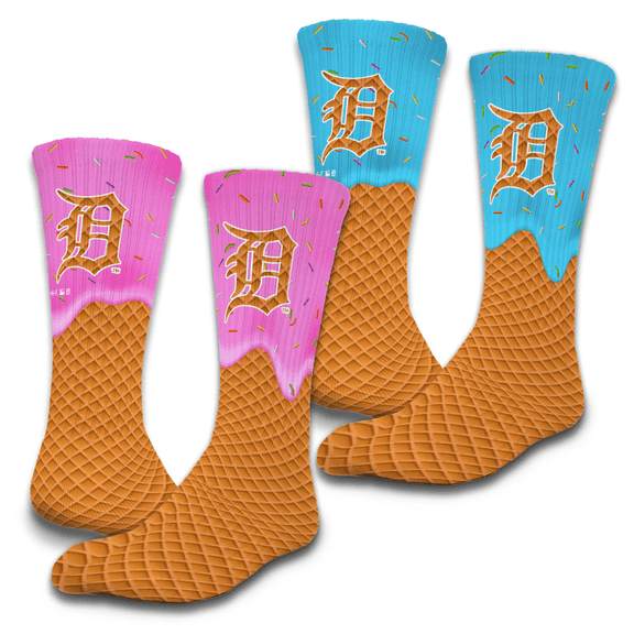 Unisex ISlide Detroit Tigers Ice Cream Drip 2-Pack Lifestyle Crew Socks Set