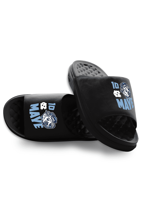 Unisex ISlide Drake Maye Black North Carolina Tar Heels Collage Motive Slide Sandals