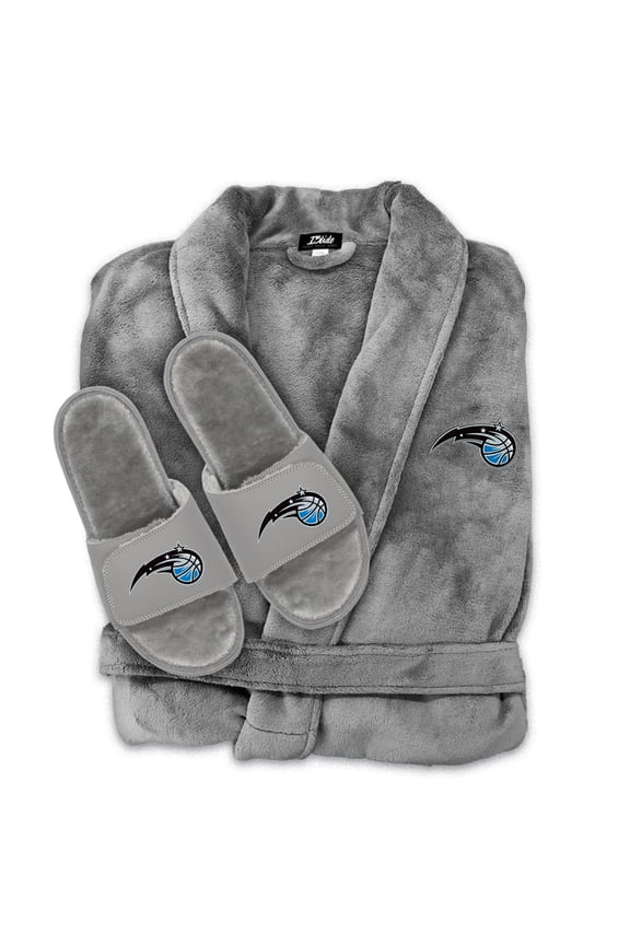 Unisex ISlide  Gray Orlando Magic Faux Fur Slide Sandals & Robe Bundle