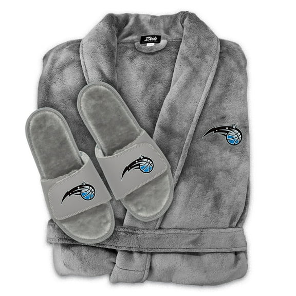 Unisex ISlide Gray Orlando Magic Faux Fur Slide Sandals & Robe Bundle