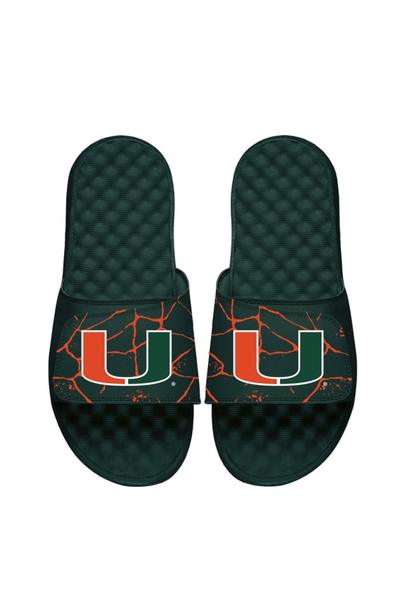 Unisex ISlide Green Miami Hurricanes Shattered Slide Sandals