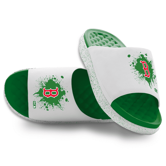 Unisex ISlide Green/White Boston Red Sox Centered Logo Splat Motive Slide Sandals