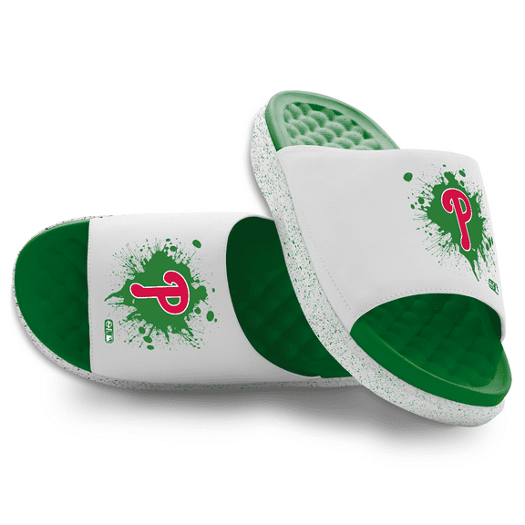 Unisex ISlide Green/White Philadelphia Phillies Centered Logo Splat Motive Slide Sandals