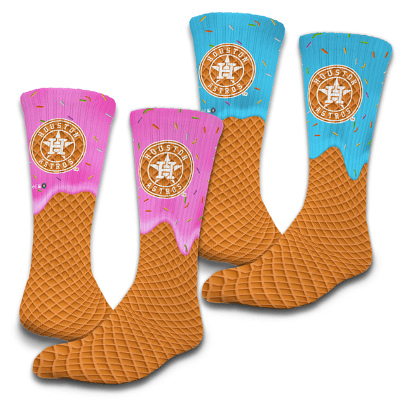 Unisex ISlide Houston Astros Ice Cream Drip 2-Pack Lifestyle Crew Socks Set
