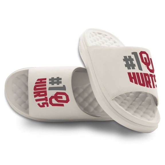 Unisex ISlide Jalen Hurts Cream Oklahoma Sooners Collage Motive Slide Sandals