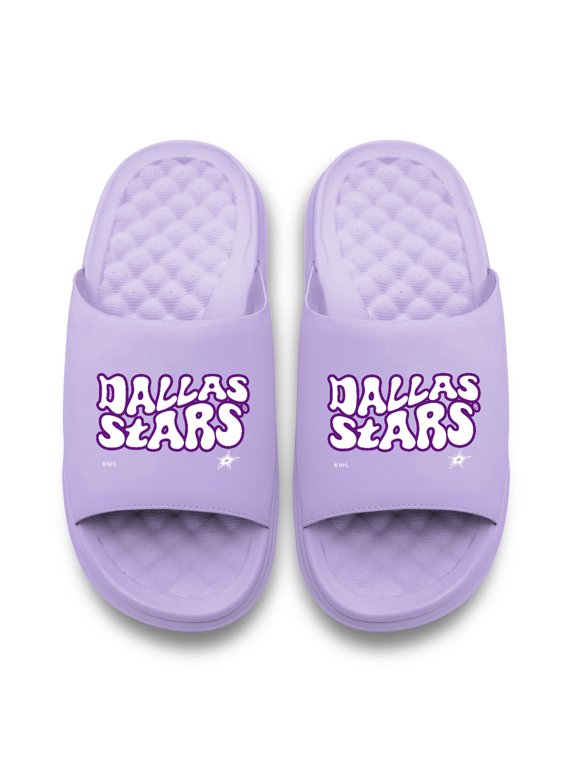Unisex ISlide Lavender Dallas Stars Bubble Letters Motive Slide Sandals