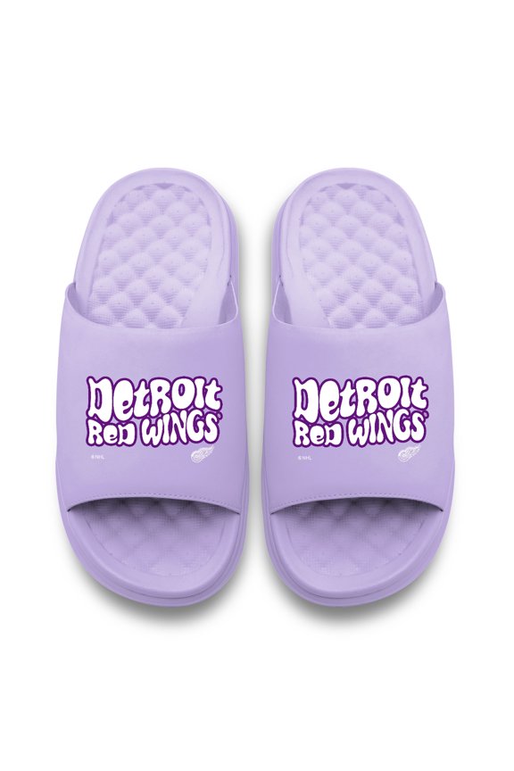 Unisex ISlide Lavender Detroit Red Wings Bubble Letters Motive Slide Sandals