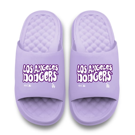 Unisex ISlide Lavender Los Angeles Dodgers Bubble Letters Motive Slide Sandals