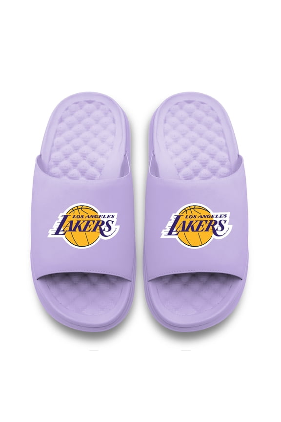 Unisex ISlide Lavender Los Angeles Lakers Bubble Letters Motive Slide Sandals