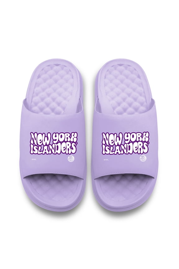 Unisex ISlide Lavender New York Islanders Bubble Letters Motive Slide Sandals