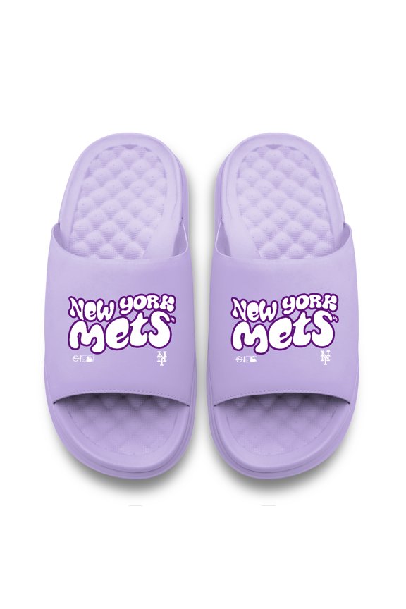Unisex ISlide Lavender New York Mets Bubble Letters Motive Slide Sandals