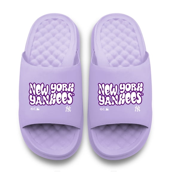 Unisex ISlide Lavender New York Yankees Bubble Letters Motive Slide Sandals
