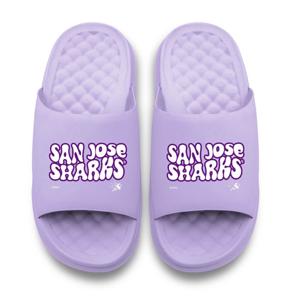 Unisex ISlide Lavender San Jose Sharks Bubble Letters Motive Slide Sandals
